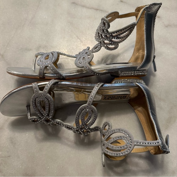 Badgley Mischka Womens Tempe Platino Sandals in Silver Platinum Size 7.5 - Picture 6 of 15